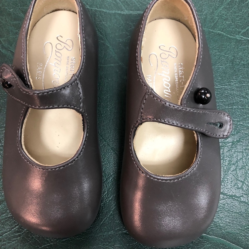 Bonpoint Baby Mary Janes Leather Gray sz 3